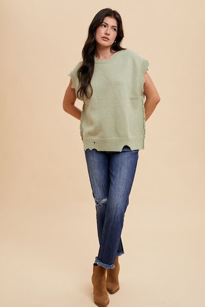 Daniela® | Cropped jeans with a straight leg and raw hem in a used look