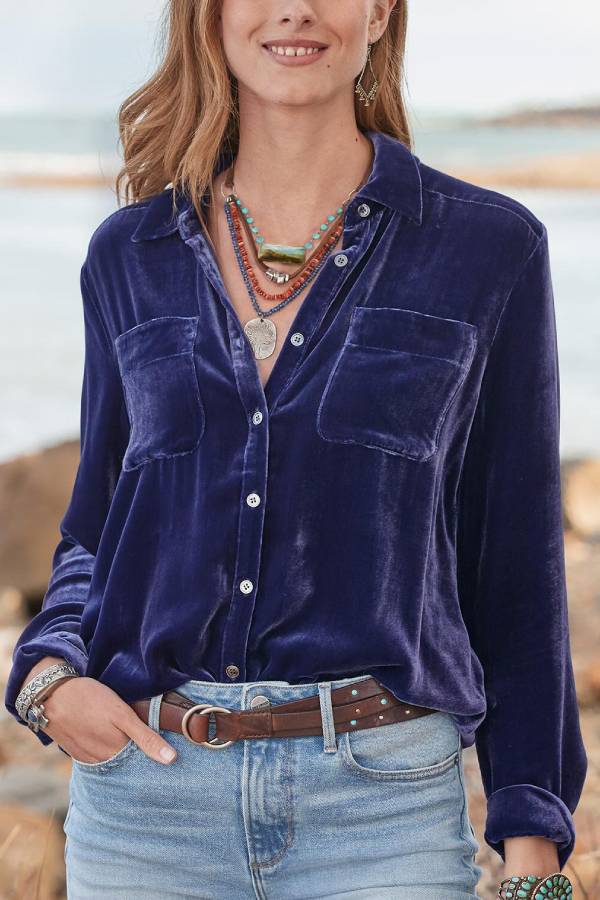 Brielle® | Long sleeve all-match velvet top with a loose fit