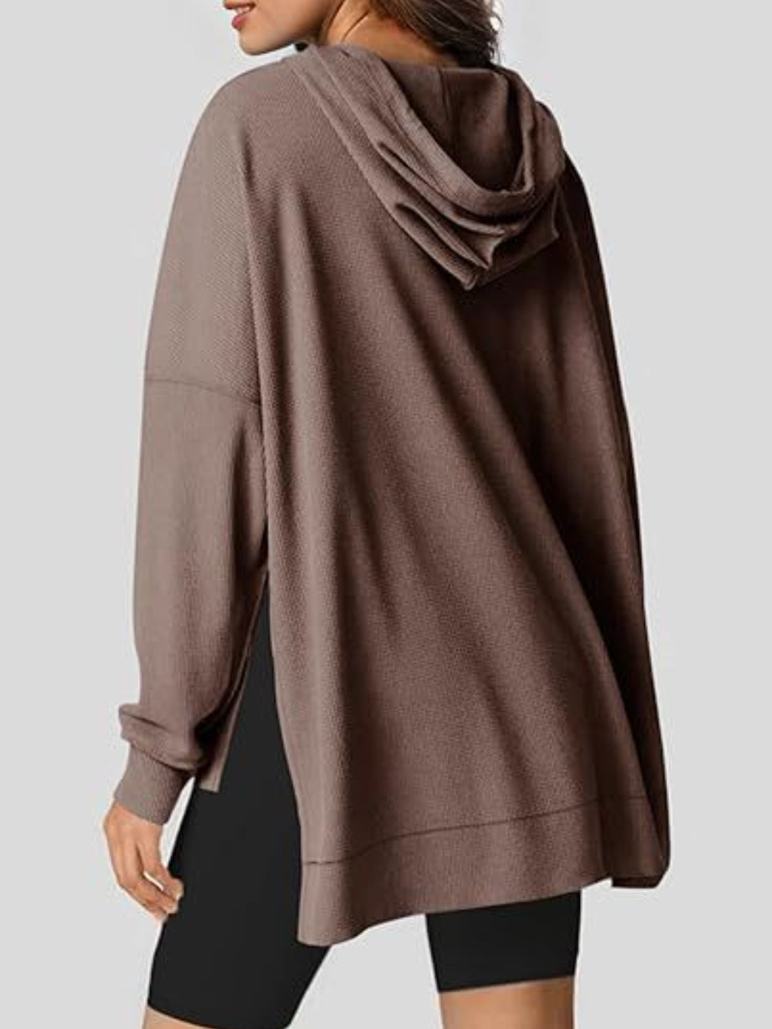 Eleonora® | Long sleeve hoodie with drawstring and slit
