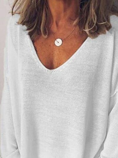 Blossom® | Full size long sleeve t-shirt with oversized V-neck and dropped shoulders
