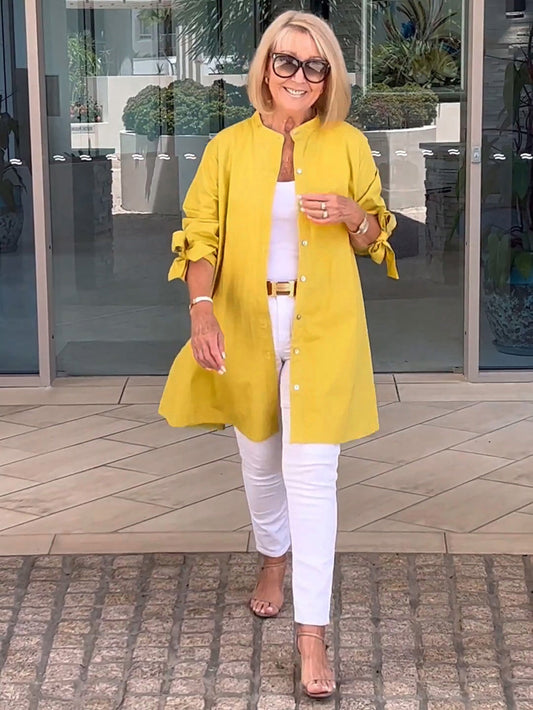 Agustina | Long, simple cotton shirt