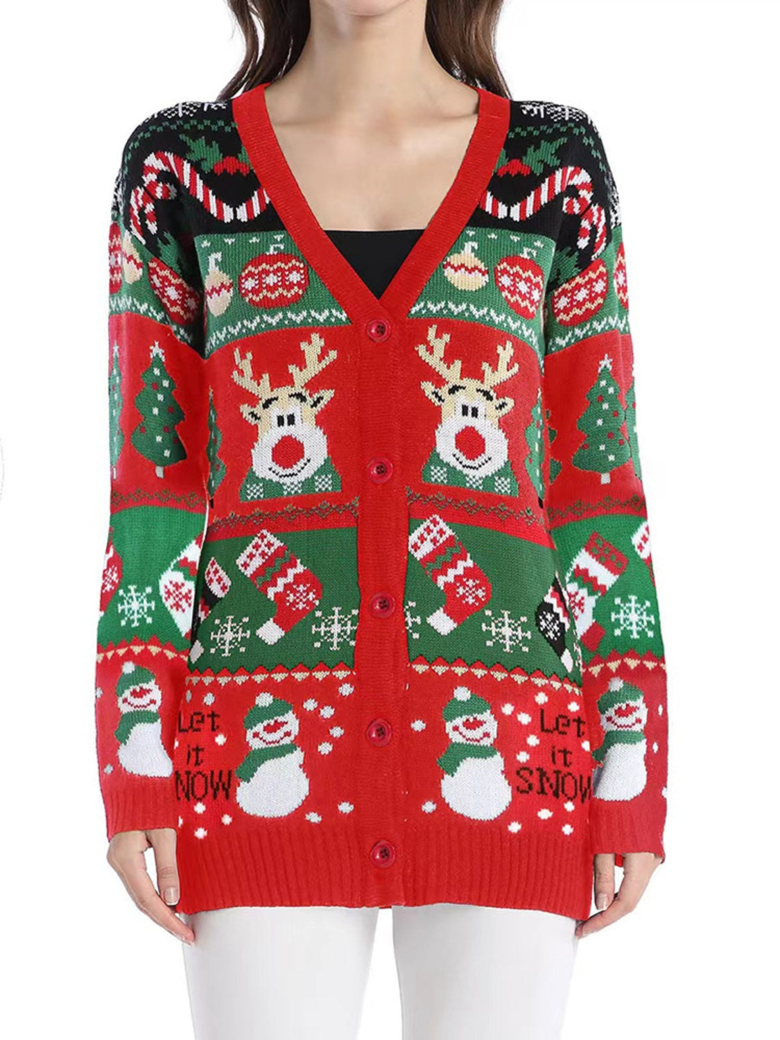 Claudette® | Long-sleeved cardigan with reindeer buttons