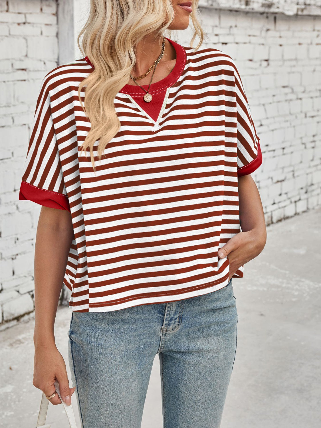 Dolores® | Striped short-sleeved crew-neck t-shirt