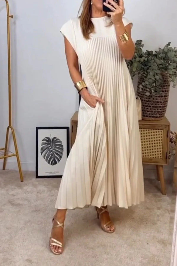 Anita® | Sleeveless pleated plain plain dress