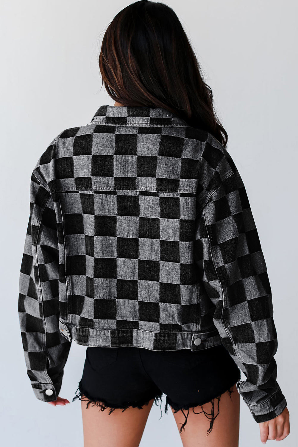 Alicia® | Checked denim jacket with buttons