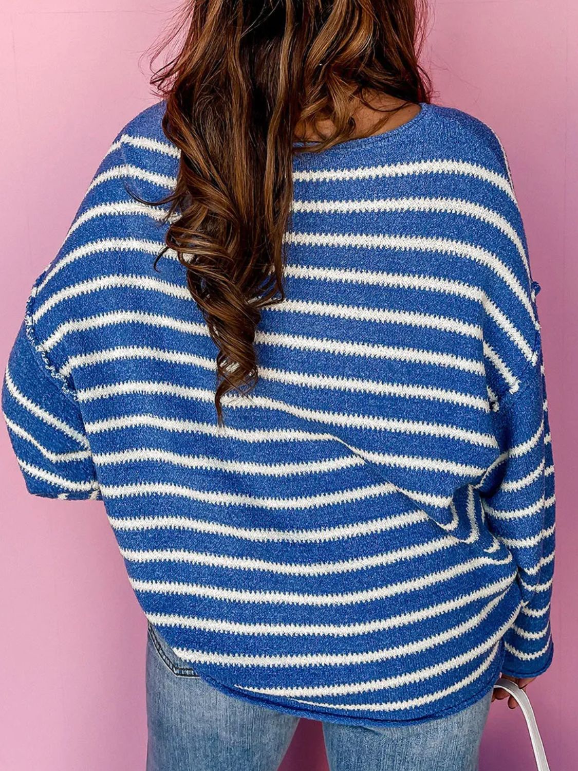 Avelina® | Oversized striped crew neck sweater with dropped shoulders