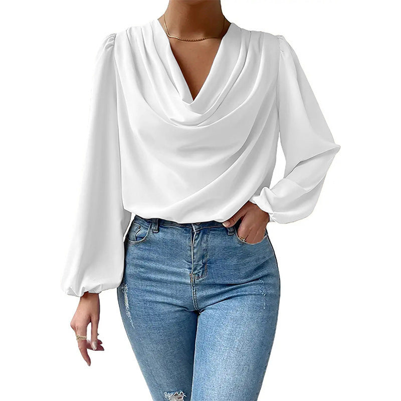 Briavoine® | Elegant Chiffon Blouse For Women With A Dove Ruffle And Long Sleeves