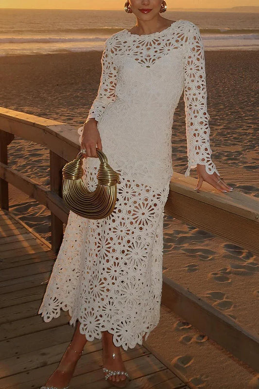 Catalina® | Forever Sunsets crochet back lace-up coverup maxi dress