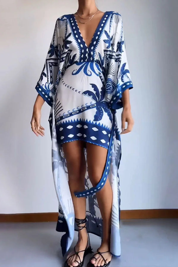 Charlotte® | Chic fake two piece printed lace up dress