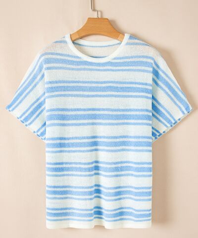 Beatriz® | Striped knit top with a crew neck and half sleeves