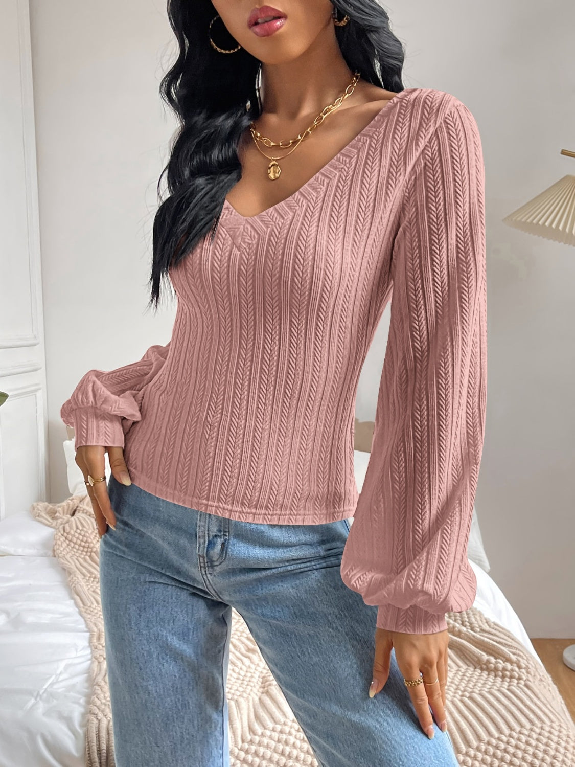 Celia® | Long sleeve V-neck t-shirt