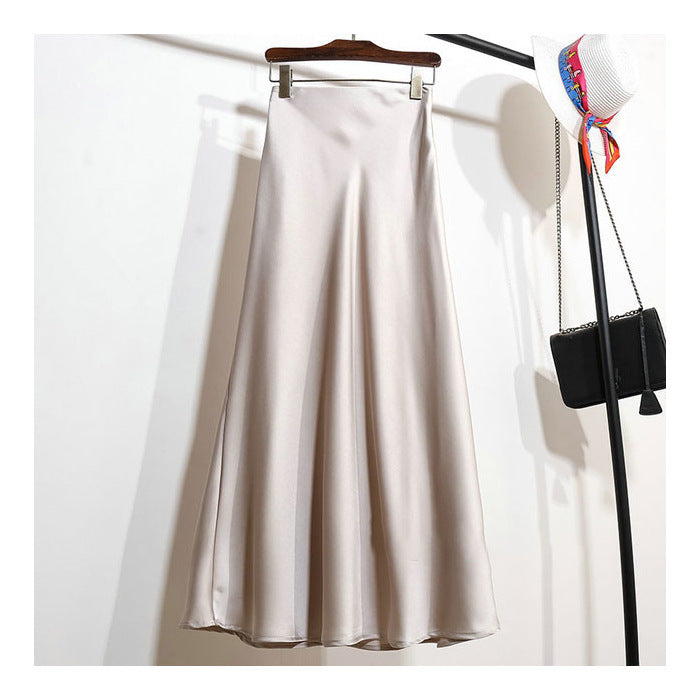 Coralie® | Trendy striped satin A-line skirt for women