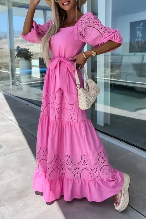 Diana® | Loose, hollow long lace skirt