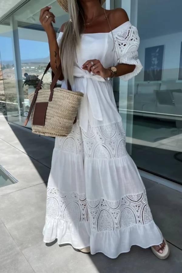 Diana® | Loose, hollow long lace skirt