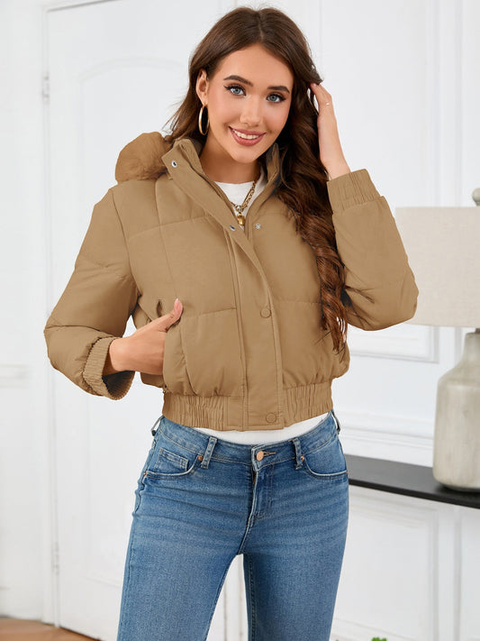 Eleonora® | Long-sleeved, cropped winter coat with hood and pockets