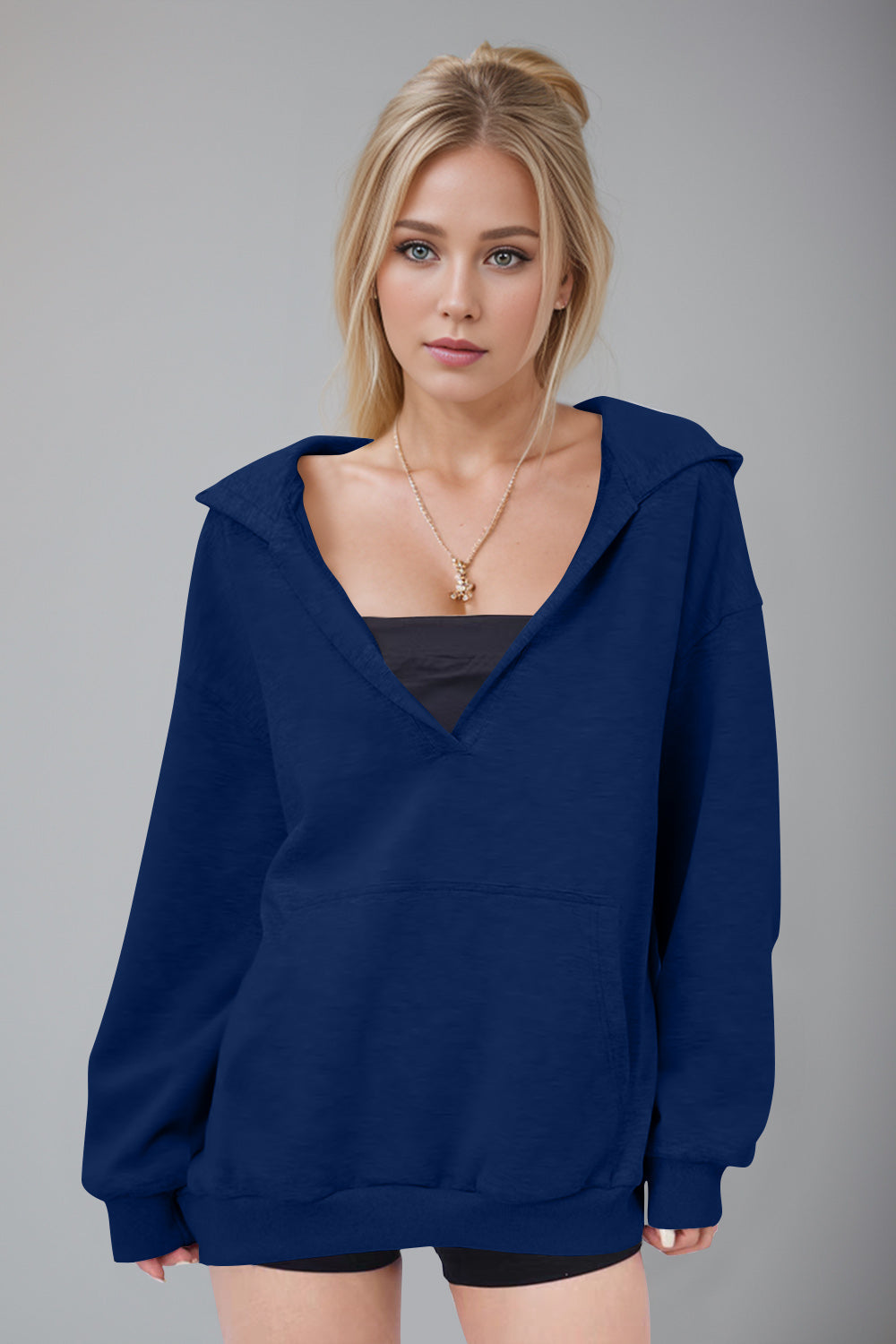 Bernadette® | Basic Bae Air Scuba long sleeve hoodie with kangaroo pocket