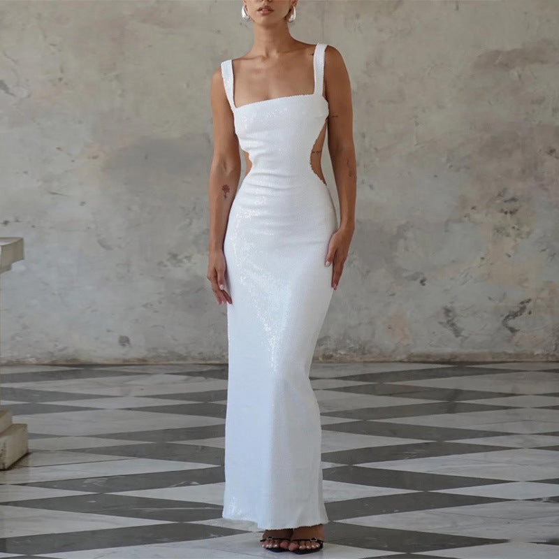 Angel® | Charming Sequin Sling Square Collar Backless Dress Skirt