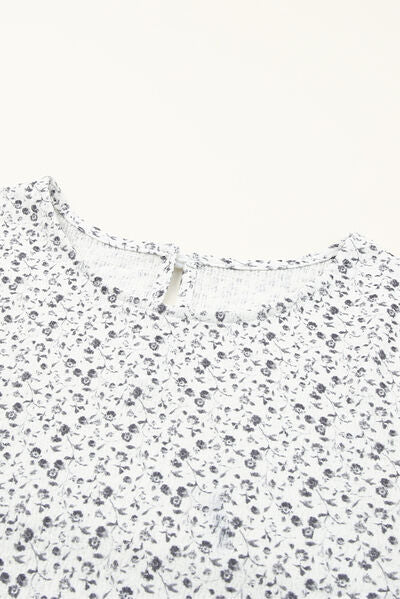 Clara® | Printed blouse with flounced sleeves and a round neckline