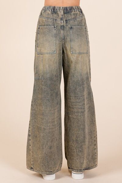 Ashley® | Washed wide-leg jeans with pockets