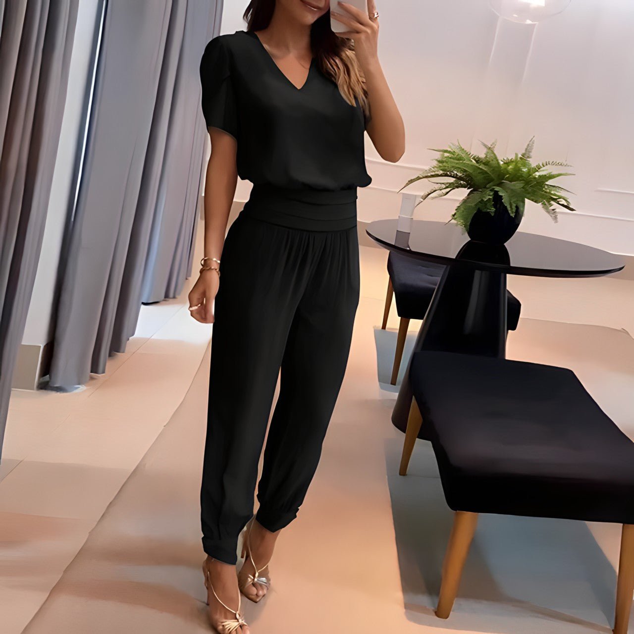 Alexandra | Stylish Printed V-Neck Set