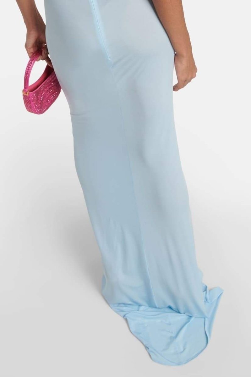 Bárbara® | Neck Maxi Dress With Floral Appliqués