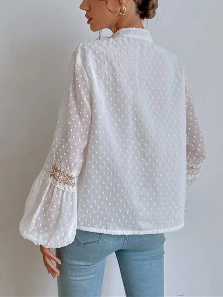 Betsabé® | Long Sleeve Lace Blouse With V-Neck