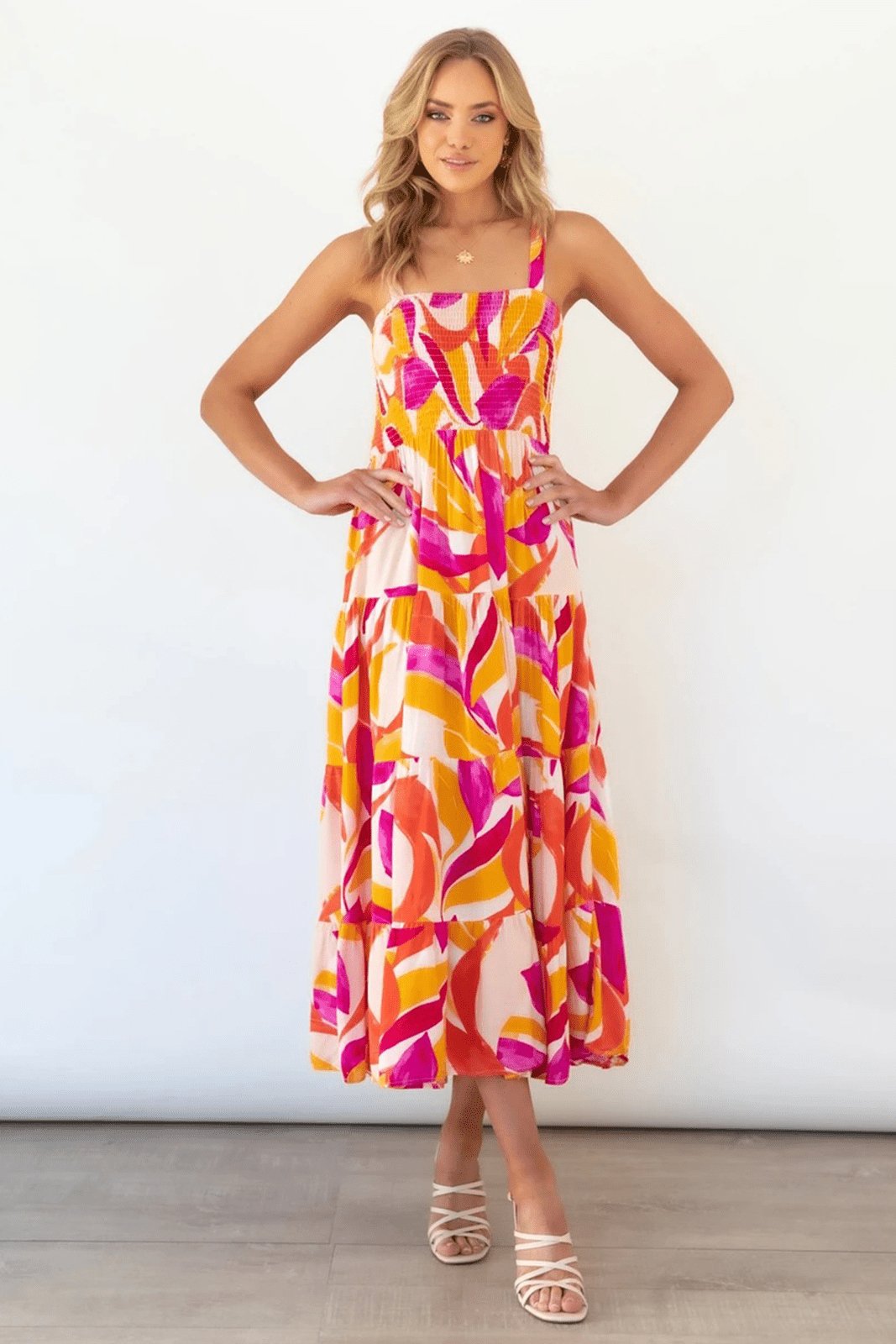 Aranza® | Printed Striped Maxi Elegant Summer Dresses Women with Ruffle Top