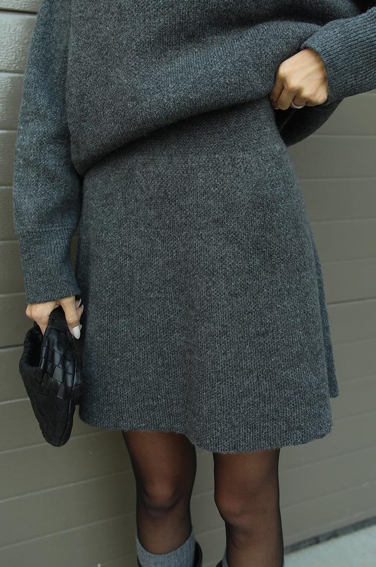 Dominique | Women's Oversized Mini Sweater Skirt Set