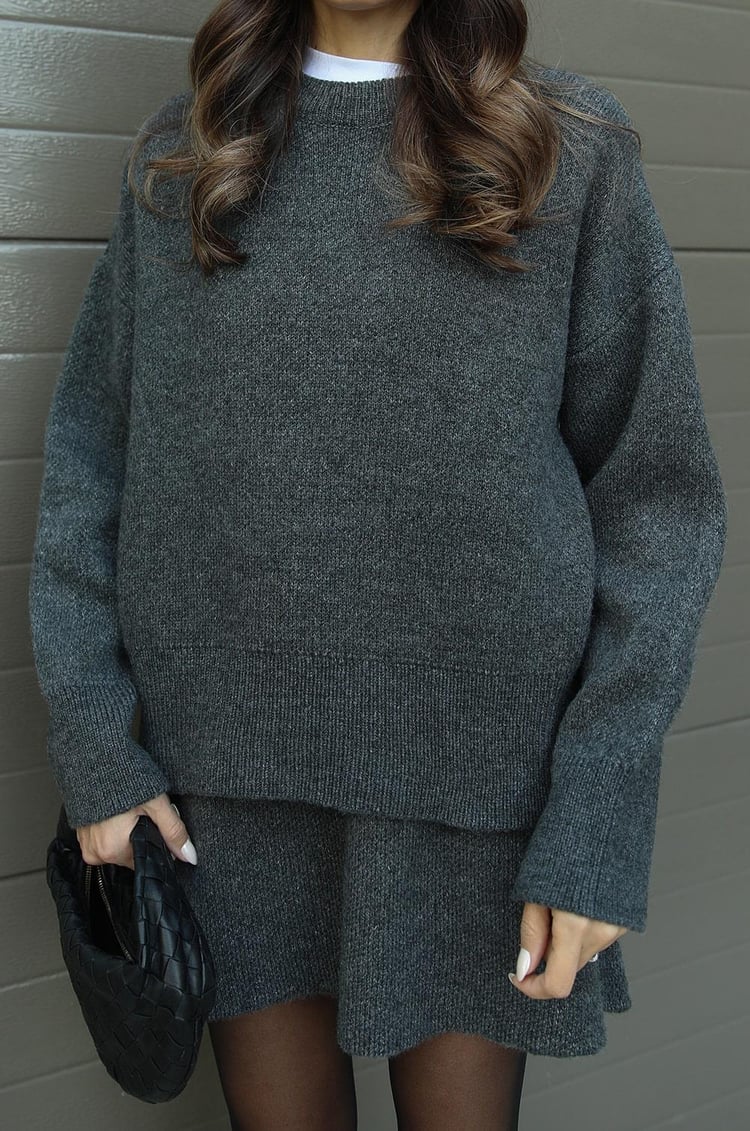 Dominique | Women's Oversized Mini Sweater Skirt Set