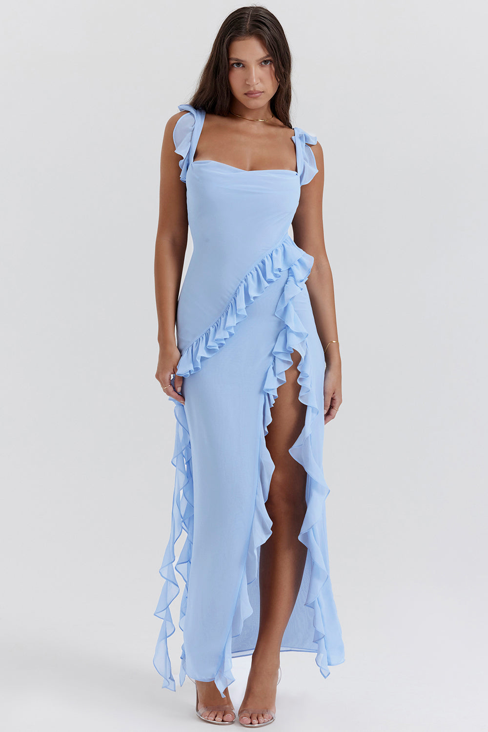 Diana® | Long dress with ruffles and opening