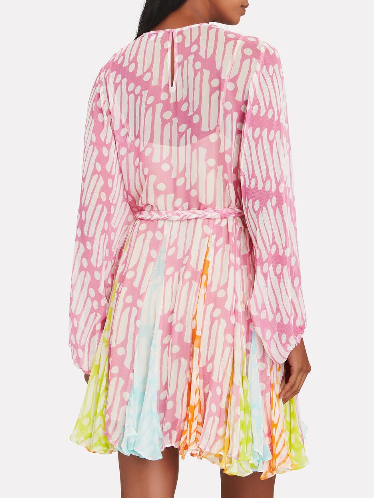Brenda® | Printed tunic mini dress with round collar and belt