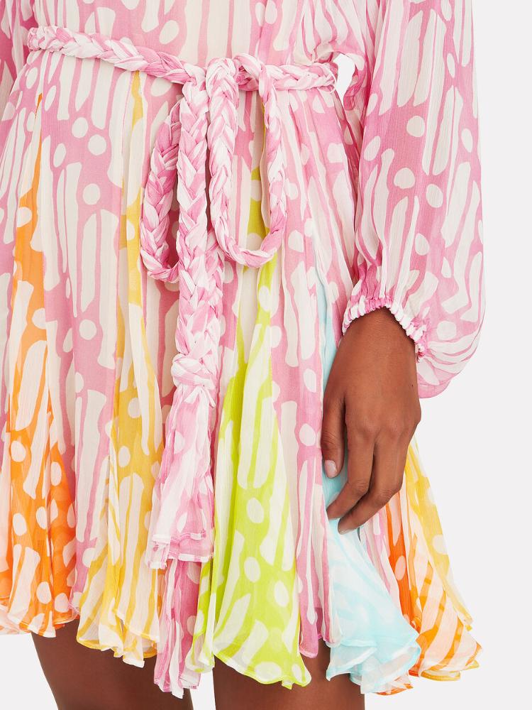 Brenda® | Printed tunic mini dress with round collar and belt