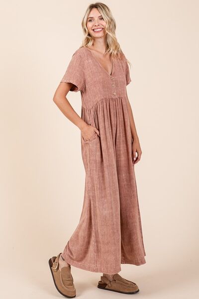 Antonia® | Short-sleeved, flowy, wide-leg jumpsuit