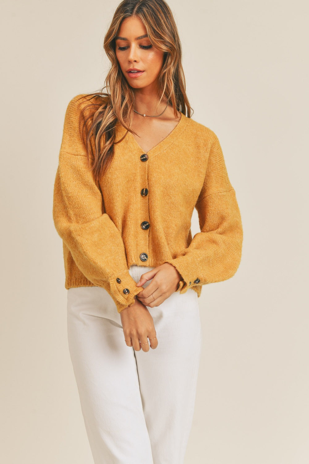 Angela® | MABLE long-sleeved cardigan with button placket