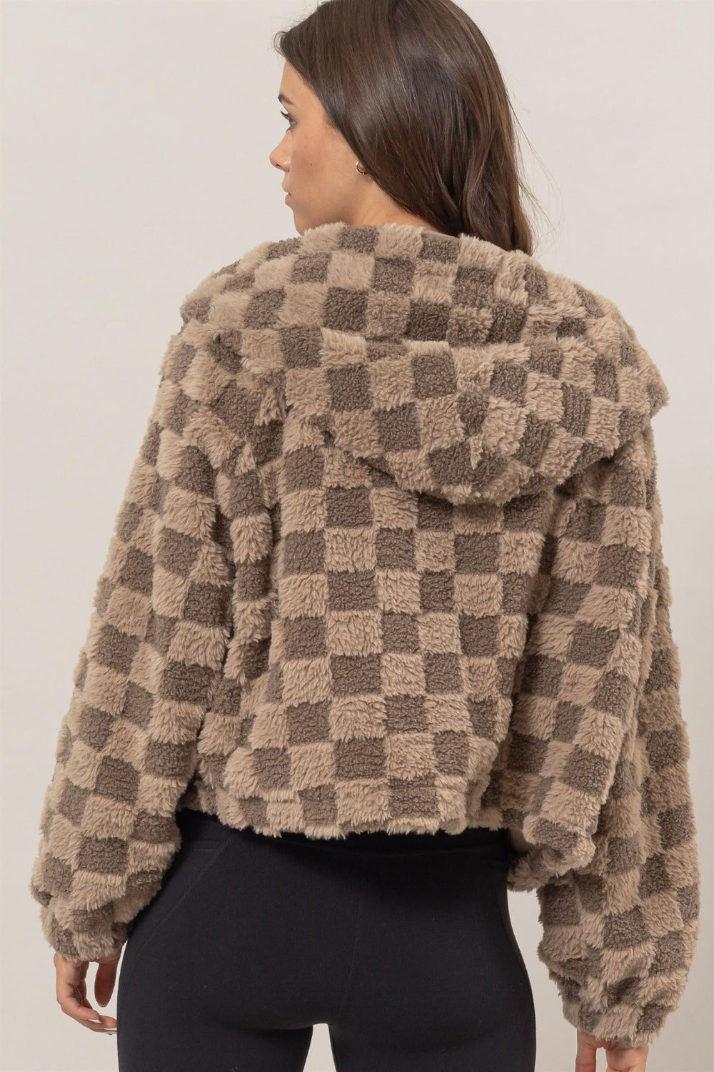 Birgit® | Checked Sherpa zip hoodie jacket