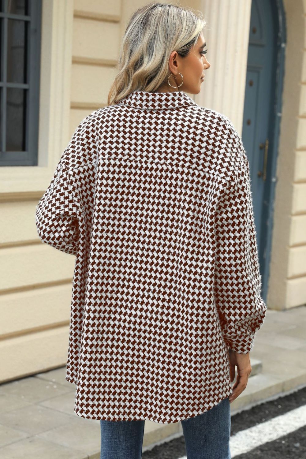 Anika® | Houndstooth coat with buttons and dropped shoulders