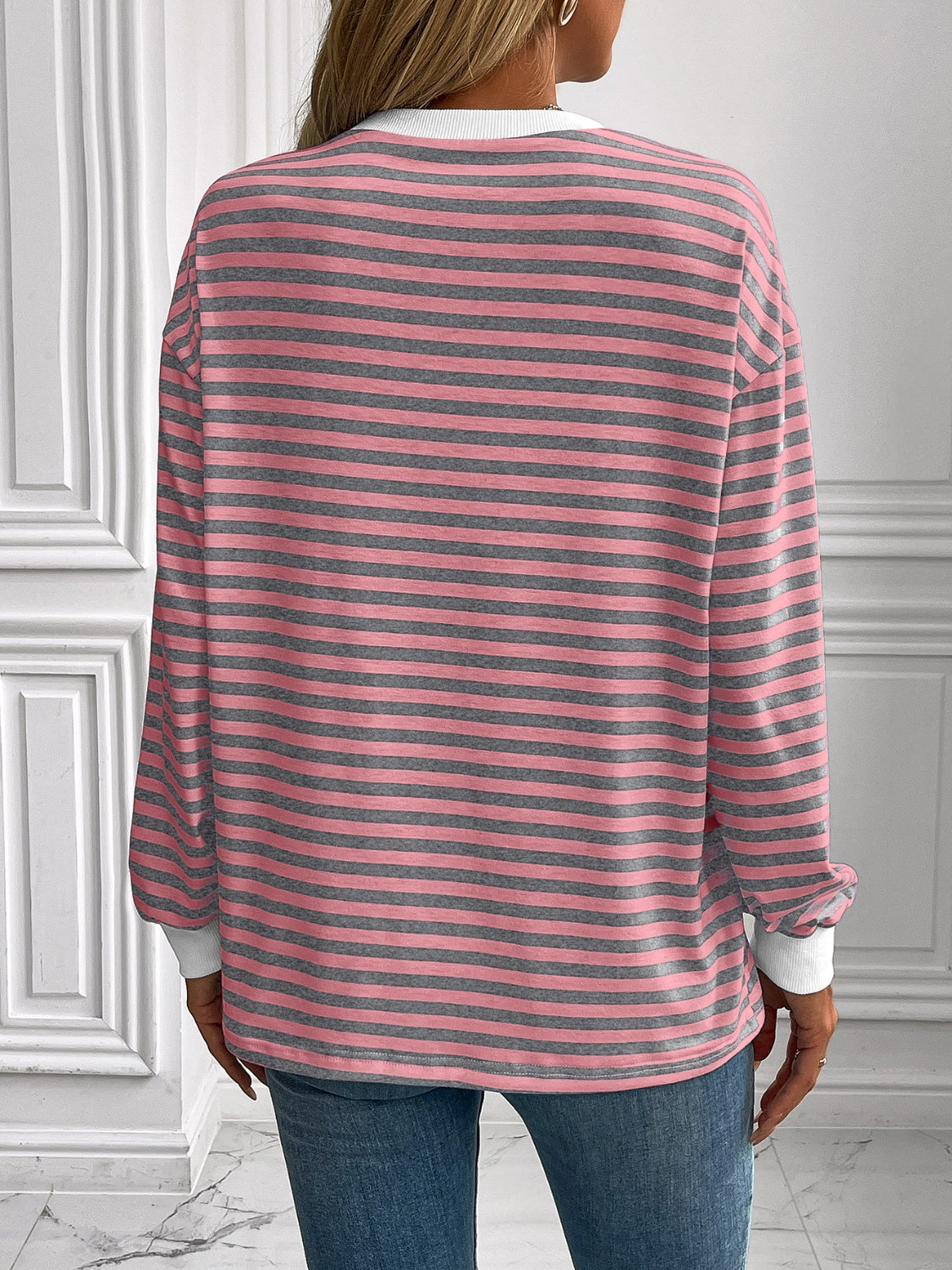 Constance® | Ivy Lane striped long sleeve crew neck sweatshirt