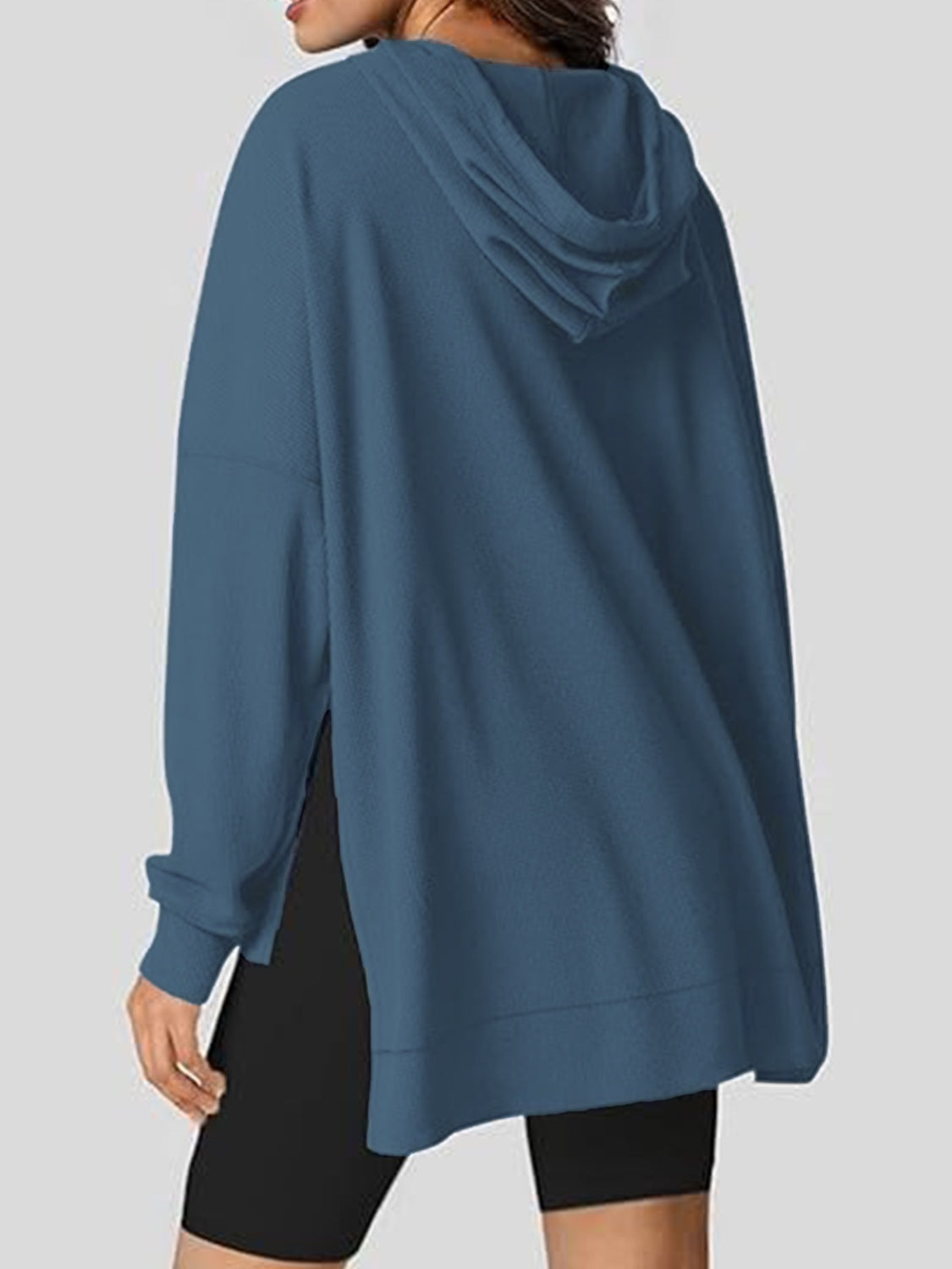 Eleonora® | Long sleeve hoodie with drawstring and slit
