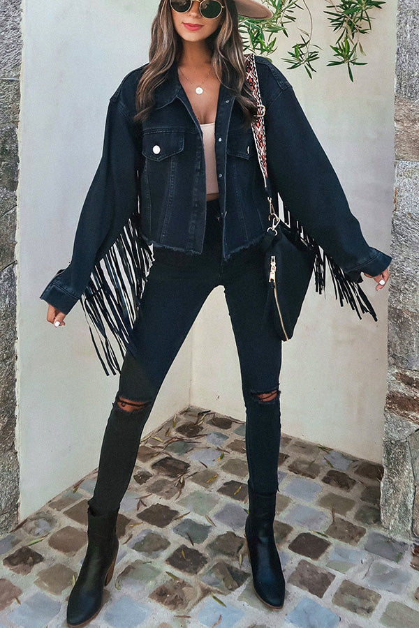 Alicia® | Western Inspired Fringe Denim Jacket