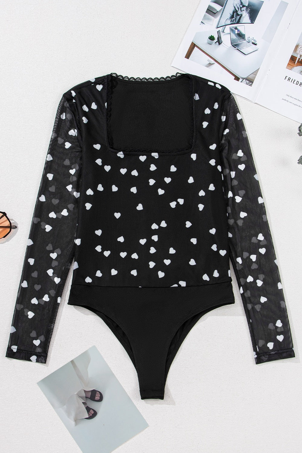 Bianca® | Long-sleeved bodysuit with a sweetheart neckline and a square neckline