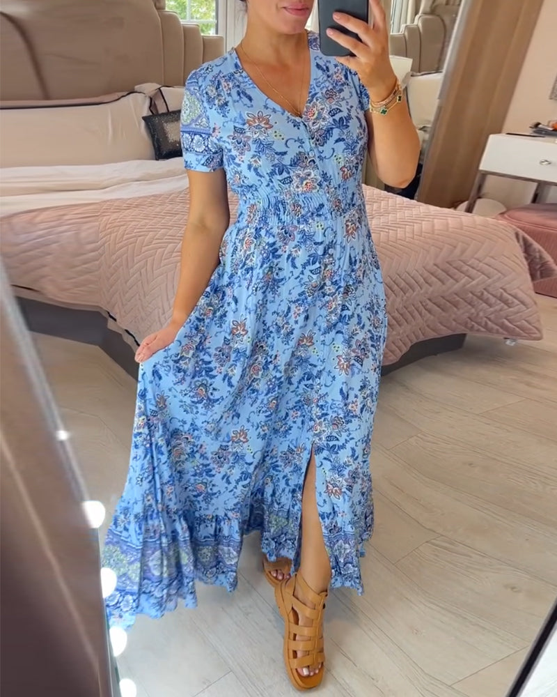 Cristina® | Floral print V-neck dress