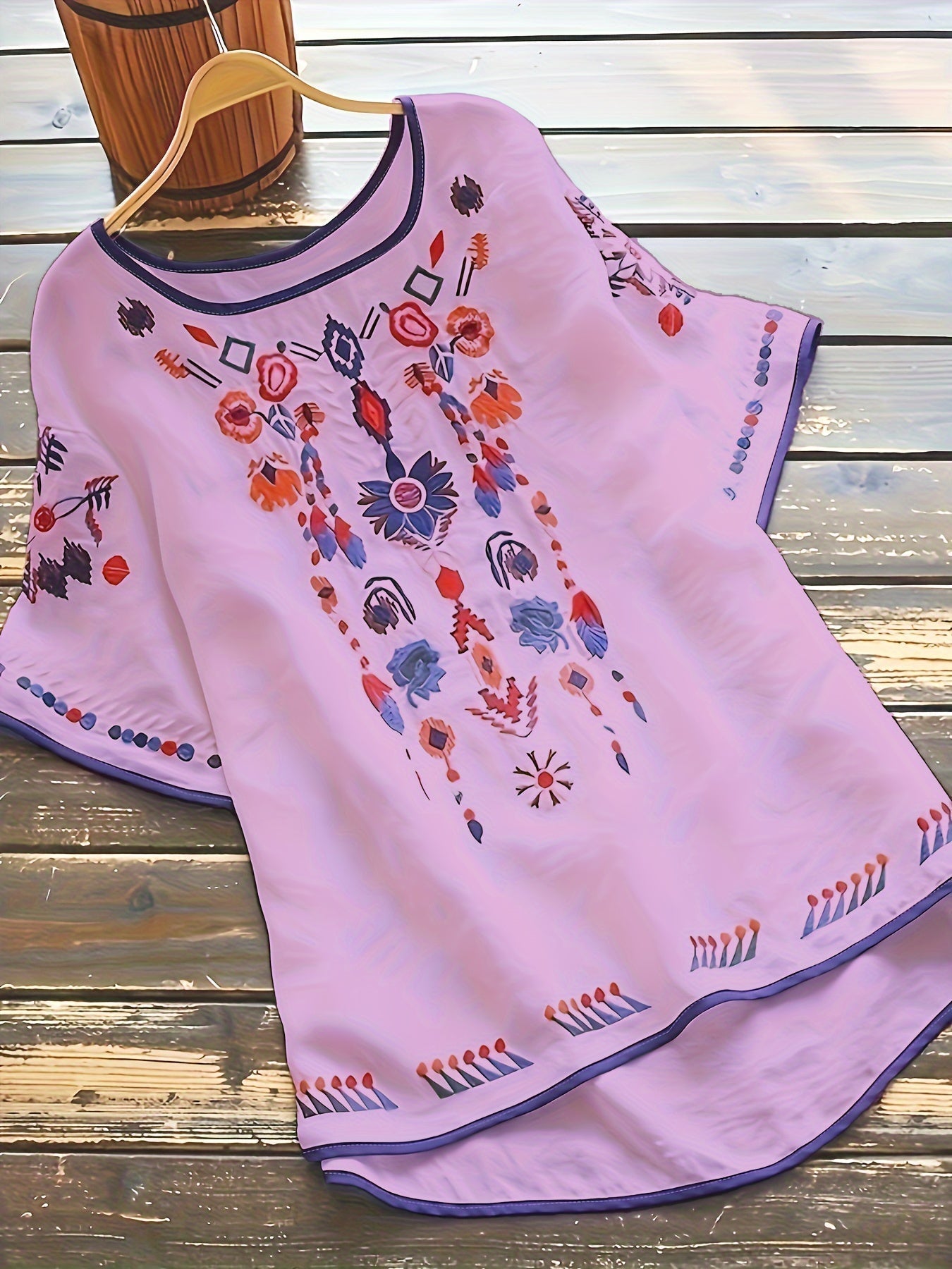 Brenley® | Embroidered Boho Blouse With High Low Hem