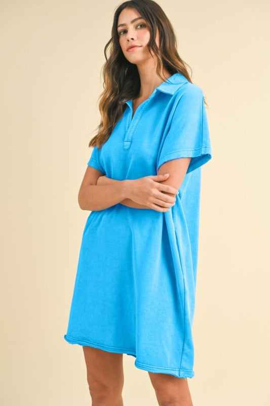 Blossom® | Short sleeve dress with mineral washed collar