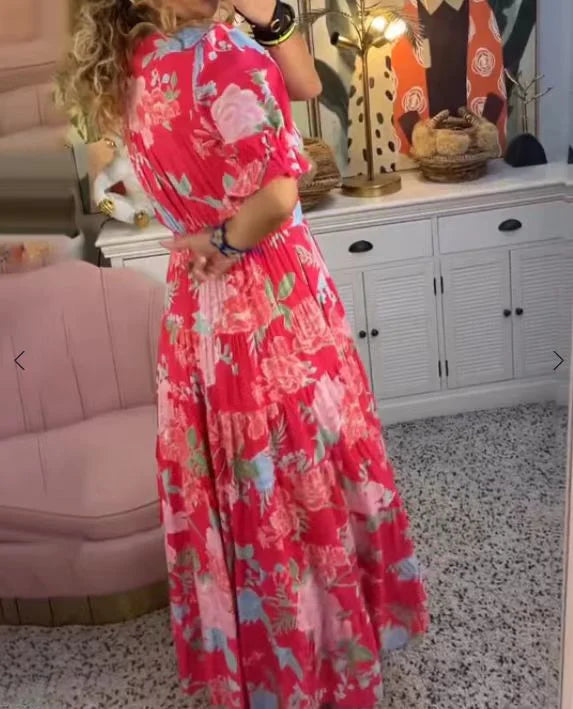 Elena® | Elegant long dress with V-neck