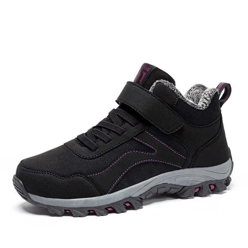 Women’s Ankle Boots – Fur Lined – Lace-Up with Velcro – Suede-Look – Non-Slip Sole