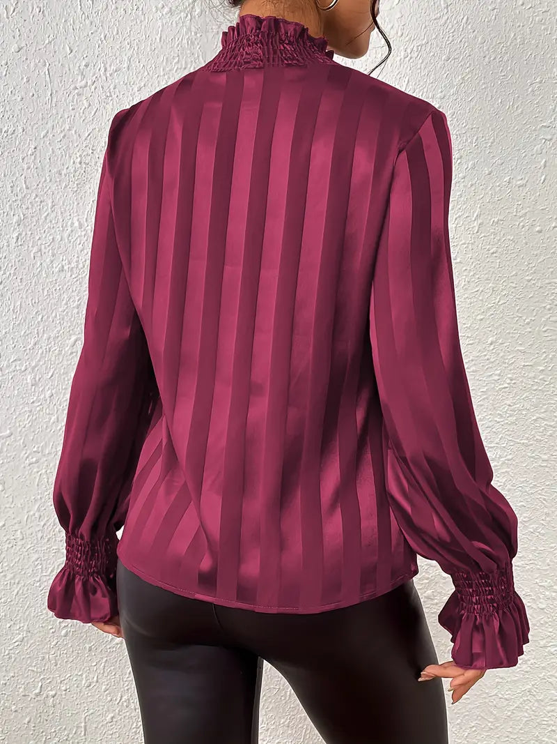 Amara® | Elegant Striped Satin Blouse