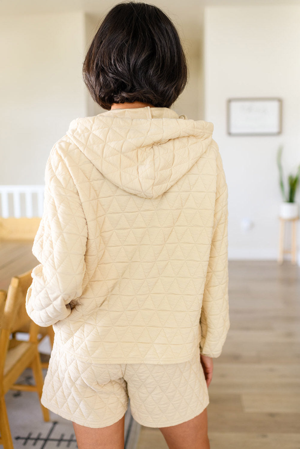 Amira® | Quilted hooded top and drawstring shorts set