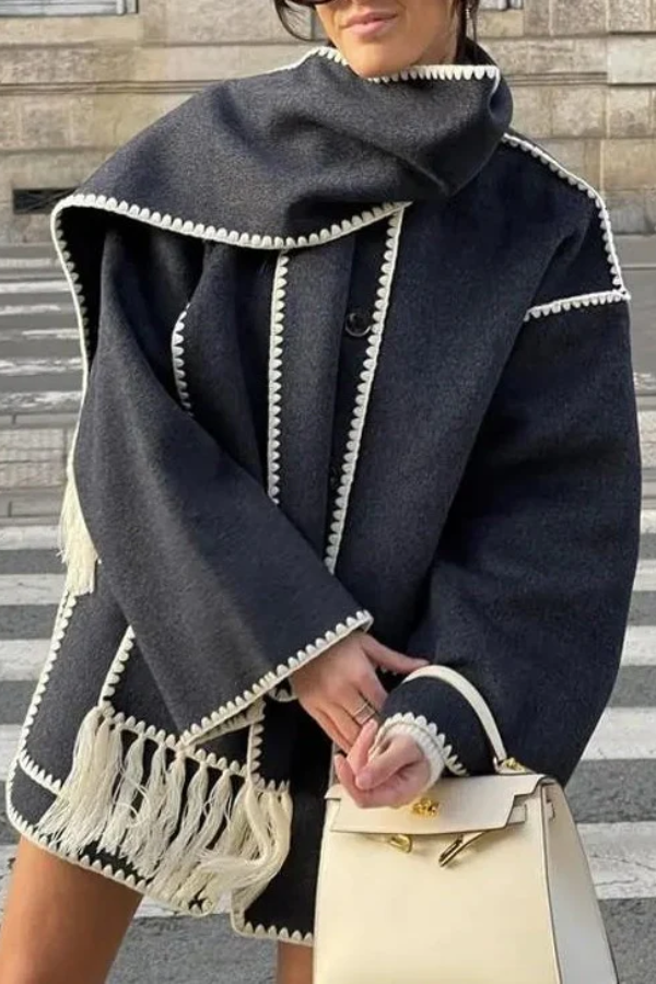 Bianca® | Scarf-Neckline Felt Woolen Coat