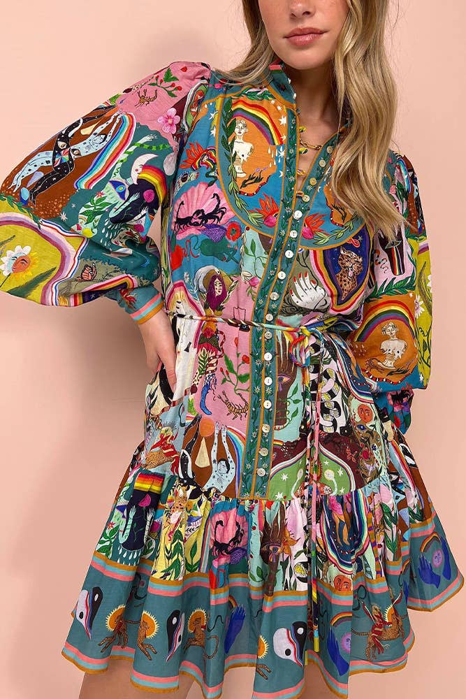 Sienna | Urban Chic Casual Graffiti Mini Dress