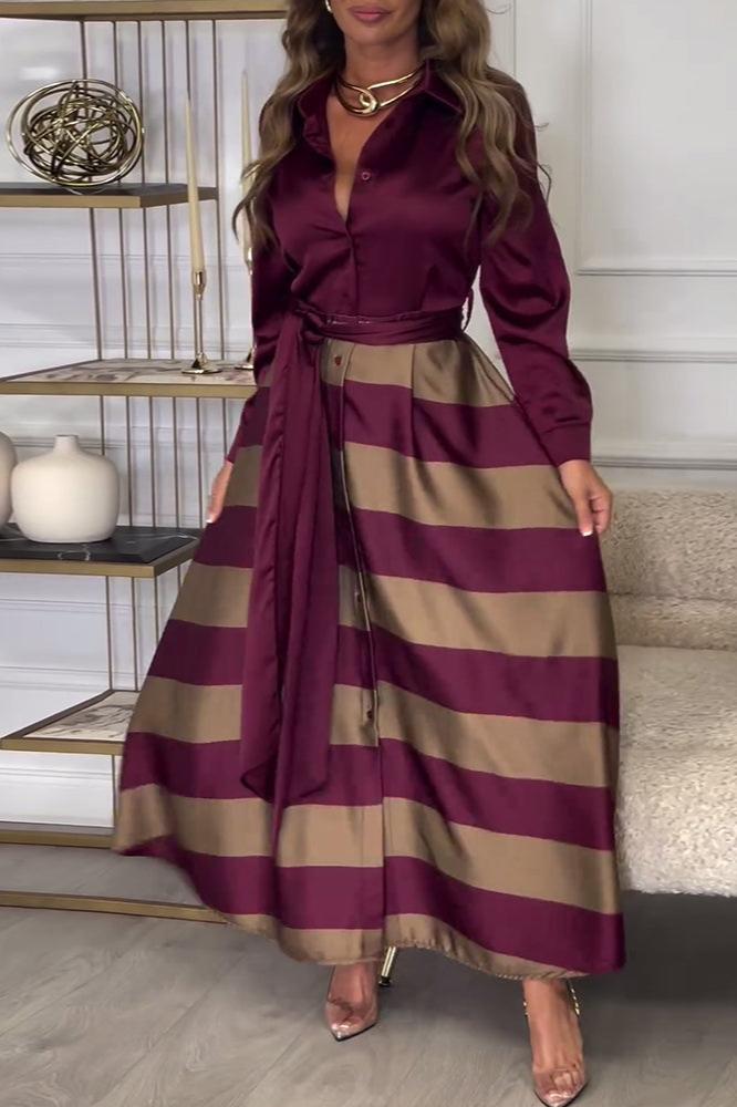 Celeste® | Dress Soft Touch Striped Maxi Dress with Belt